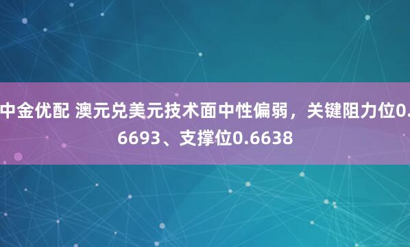 中金优配 澳元兑美元技术面中性偏弱，关键阻力位0.6693、支撑位0.6638